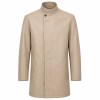 Men's Sand Beige Modest Leather Jacket with Full Coverage, Emirati Cut