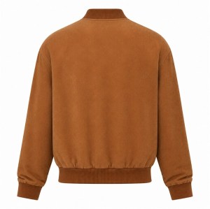Men's Caramel Brown Bomber Leather Jacket, Plain Emirati Cut