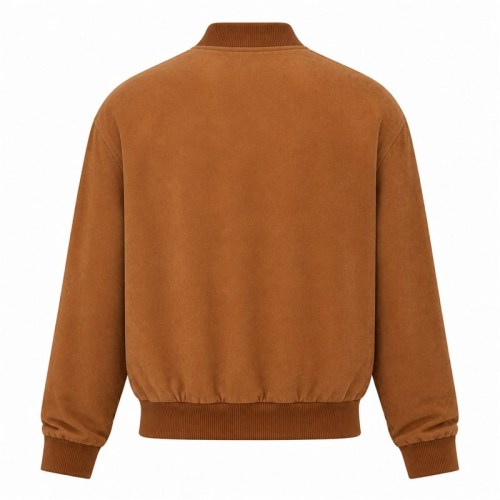 Men's Caramel Brown Bomber Leather Jacket, Plain Emirati Cut