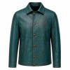 Men's Nile Blue Papyrus Leather Jacket in a Plain Egyptian Cut