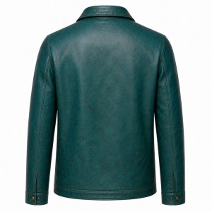 Men's Nile Blue Papyrus Leather Jacket in a Plain Egyptian Cut
