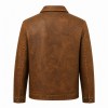Men's Ochre Workwear Leather Jacket with Clean Lines, Egyptian Cut