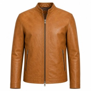 Men's Desert Ochre Cafe Racer Leather Jacket, Australian Cut