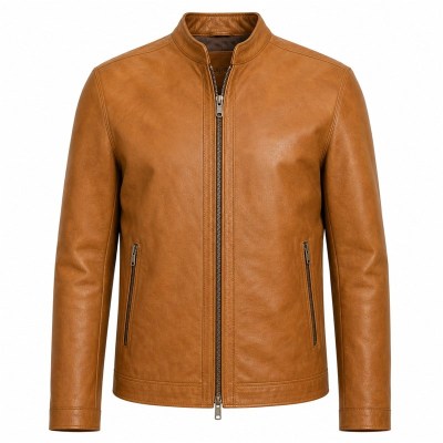 Men's Desert Ochre Cafe Racer Leather Jacket, Australian Cut