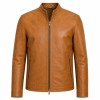 Men's Desert Ochre Cafe Racer Leather Jacket, Australian Cut