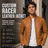 Men's Desert Ochre Cafe Racer Leather Jacket, Australian Cut