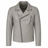 Men's Sea Salt Grey Urban Biker Leather Jacket, Australian Cut