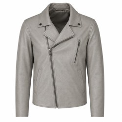 Men's Sea Salt Grey Urban Biker Leather Jacket, Australian Cut