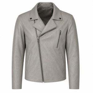 Men's Sea Salt Grey Urban Biker Leather Jacket, Australian Cut