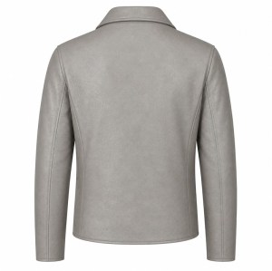 Men's Sea Salt Grey Urban Biker Leather Jacket, Australian Cut