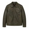 Men's Smoky Olive Outdoor Leather Jacket, Plain Australian Cut