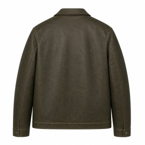 Men's Smoky Olive Outdoor Leather Jacket, Plain Australian Cut