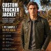 Men's Smoky Olive Outdoor Leather Jacket, Plain Australian Cut