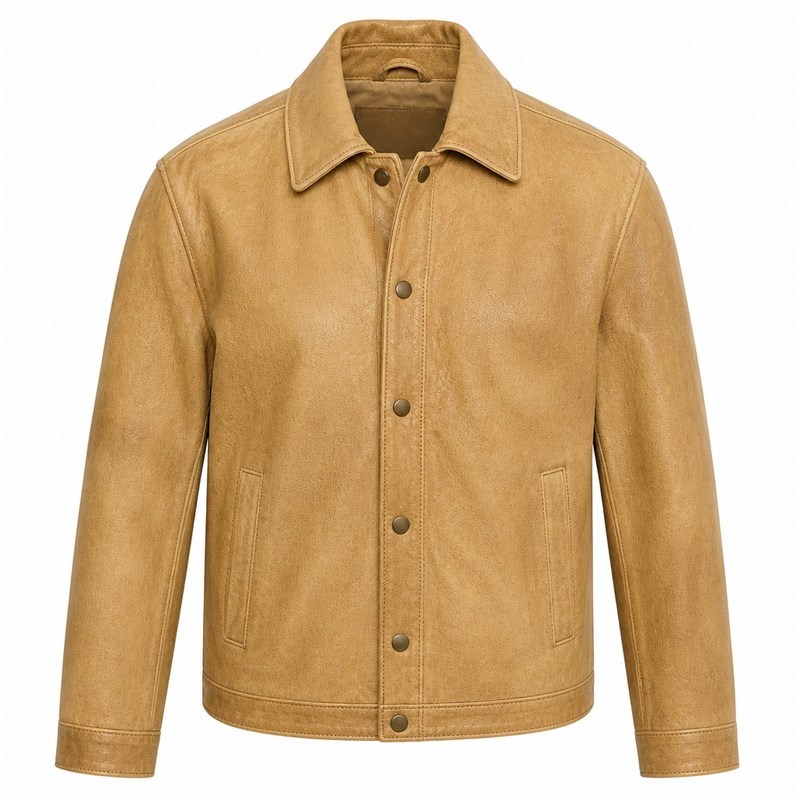Men's Dune Wheat Veg Tanned Retro Leather Jacket, Australian Cut