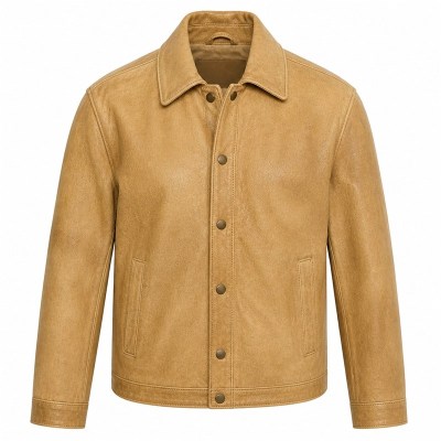 Men's Dune Wheat Veg Tanned Retro Leather Jacket, Australian Cut