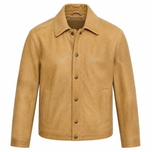 Men's Dune Wheat Veg Tanned Retro Leather Jacket, Australian Cut
