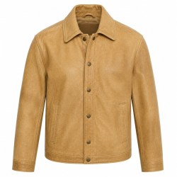 Men's Dune Wheat Veg Tanned Retro Leather Jacket, Australian Cut