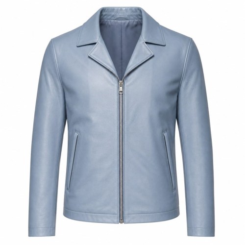Men's Mist Rock Blue Nappa Blazer Leather Jacket, Australian Cut