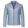 Men's Mist Rock Blue Nappa Blazer Leather Jacket, Australian Cut