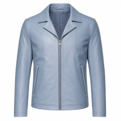 Men's Mist Rock Blue Nappa Blazer Leather Jacket, Australian Cut