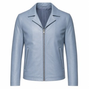 Men's Mist Rock Blue Nappa Blazer Leather Jacket, Australian Cut