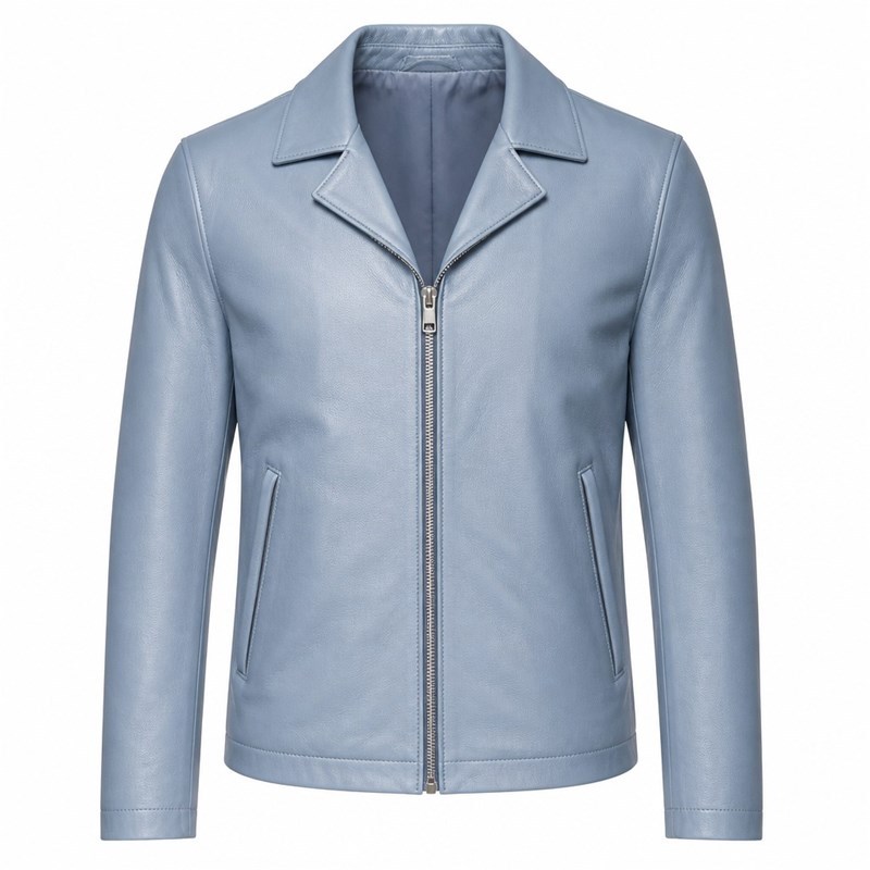 Men's Mist Rock Blue Nappa Blazer Leather Jacket, Australian Cut