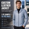 Men's Mist Rock Blue Nappa Blazer Leather Jacket, Australian Cut