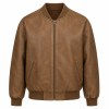 Men's Desert Ochre Brown Washed Vegan Leather Varsity Jacket, Australian Cut