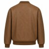 Men's Desert Ochre Brown Washed Vegan Leather Varsity Jacket, Australian Cut
