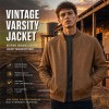 Men's Desert Ochre Brown Washed Vegan Leather Varsity Jacket, Australian Cut