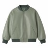 Men's Sage Green Spliced Vegan Leather Varsity Jacket, Australian Cut