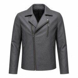 Men's Charcoal Grey Urban Biker PU Leather Jacket, Australian Cut