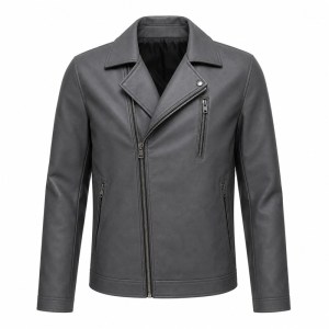 Men's Charcoal Grey Urban Biker PU Leather Jacket, Australian Cut