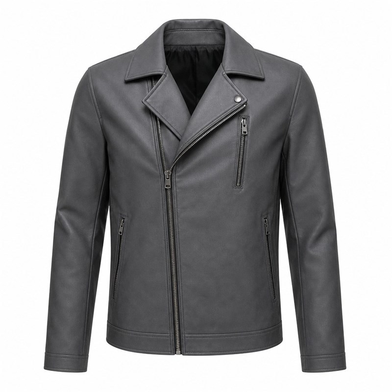 Men's Charcoal Grey Urban Biker PU Leather Jacket, Australian Cut