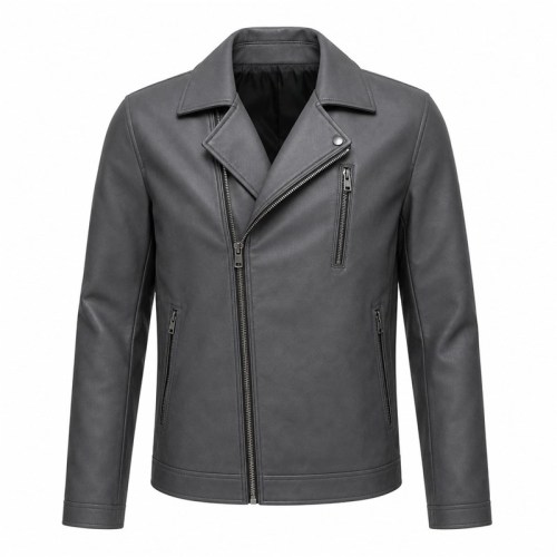 Men's Charcoal Grey Urban Biker PU Leather Jacket, Australian Cut
