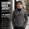 Men's Charcoal Grey Urban Biker PU Leather Jacket, Australian Cut