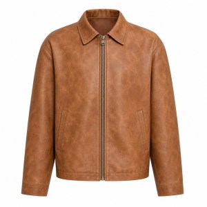 Men's Sand Terracotta Brown Casual PU Leather Jacket, Australian Cut