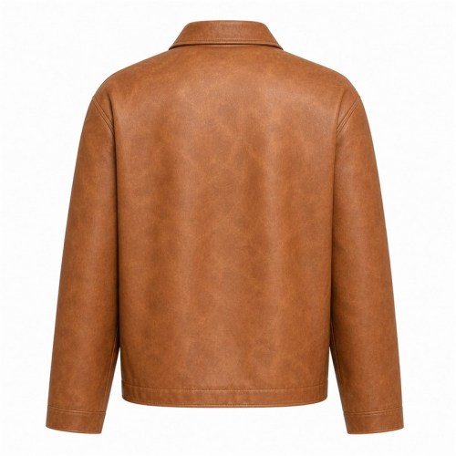 Men's Sand Terracotta Brown Casual PU Leather Jacket, Australian Cut