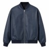 Men's Misty Indigo Bomber PU Leather Jacket, Plain Australian Cut