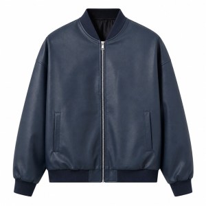 Men's Misty Indigo Bomber PU Leather Jacket, Plain Australian Cut