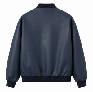 Men's Misty Indigo Bomber PU Leather Jacket, Plain Australian Cut