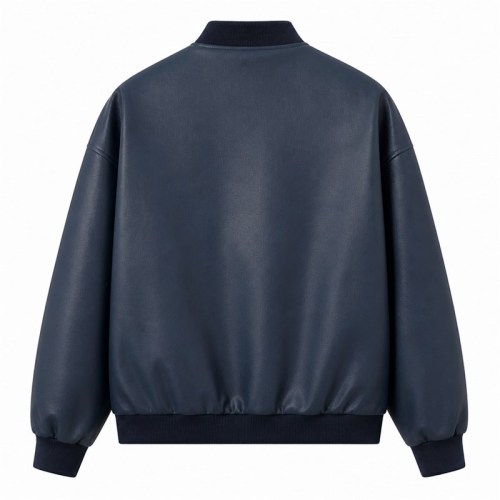 Men's Misty Indigo Bomber PU Leather Jacket, Plain Australian Cut