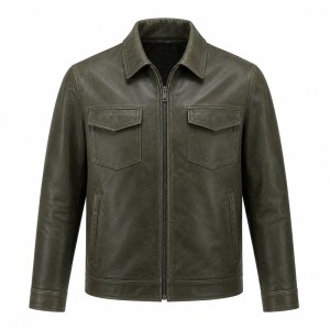 Men's Rainforest Mud Green Outdoor Leather Jacket, Brazilian Cut
