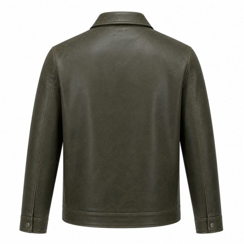 Men's Rainforest Mud Green Outdoor Leather Jacket, Brazilian Cut