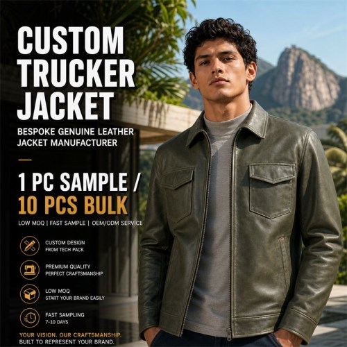 Men's Rainforest Mud Green Outdoor Leather Jacket, Brazilian Cut