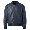 Men's Smoky Indigo Bomber Leather Jacket, Plain Brazilian Cut