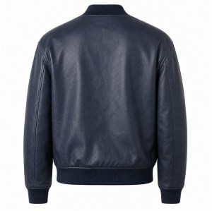 Men's Smoky Indigo Bomber Leather Jacket, Plain Brazilian Cut
