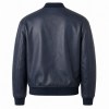 Men's Smoky Indigo Bomber Leather Jacket, Plain Brazilian Cut