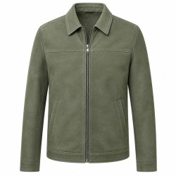 Men's Highland Sage Green Leather Blazer Jacket, Colombian Cut
