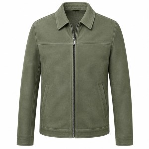 Men's Highland Sage Green Leather Blazer Jacket, Colombian Cut